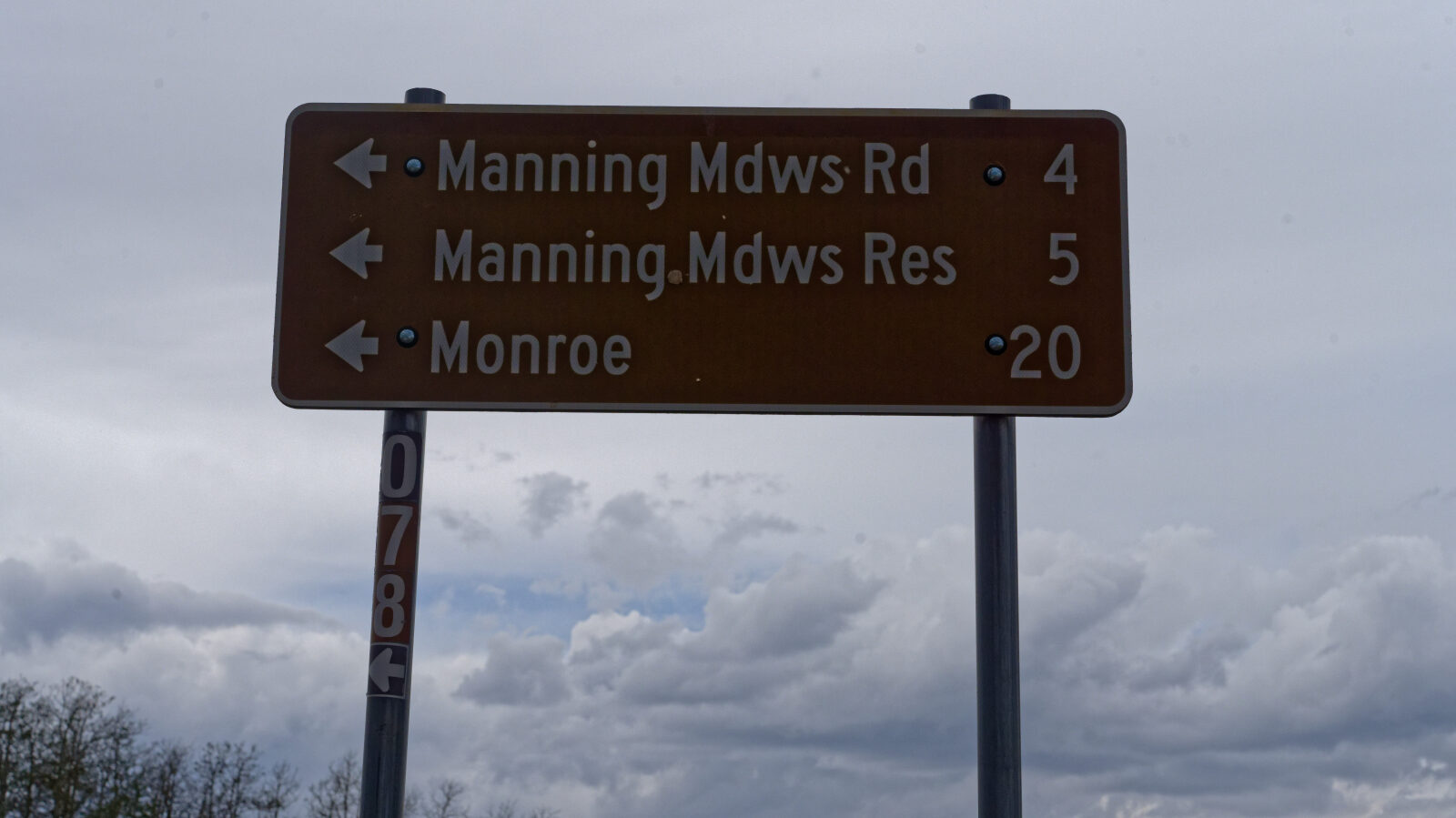 Start of Monroe Canyon Road, number 40078.
