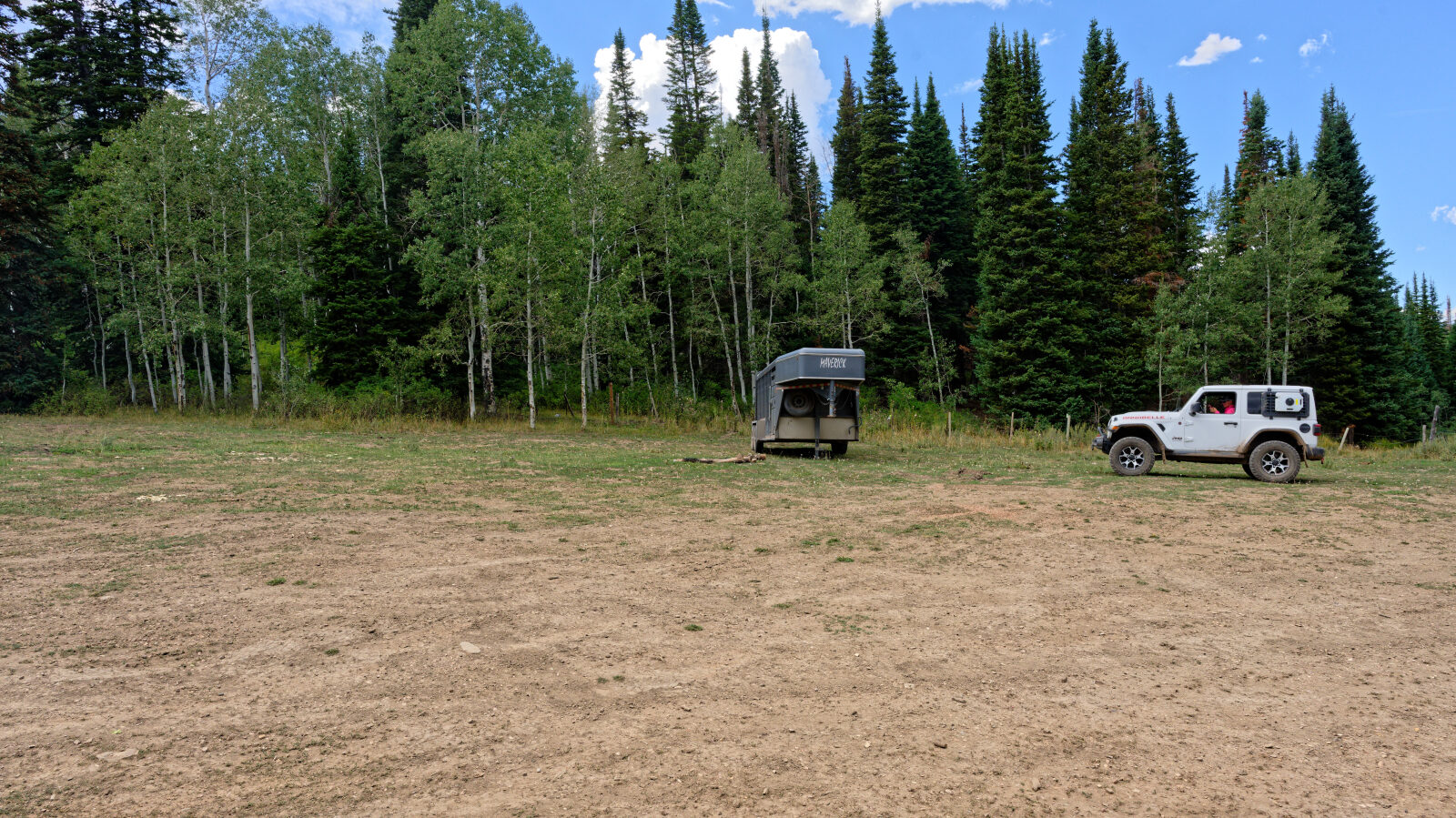 A camping spot next to the road. It is not private and gets afternoon shade.