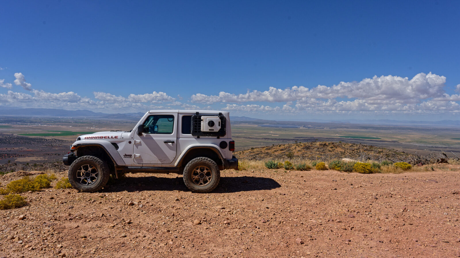 The steep section is a shelf road, so watch for oncoming traffic. The top has a turnaround and a great view, usually with several Jeeps parked.