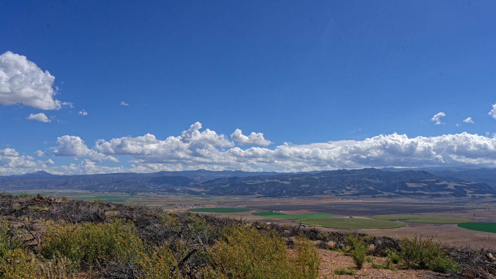 End of the trail, with a view of Parowan, Parowan Gap and Paragonah.