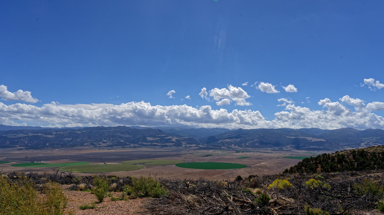 End of the trail, with a view of Parowan, Parowan Gap and Paragonah.